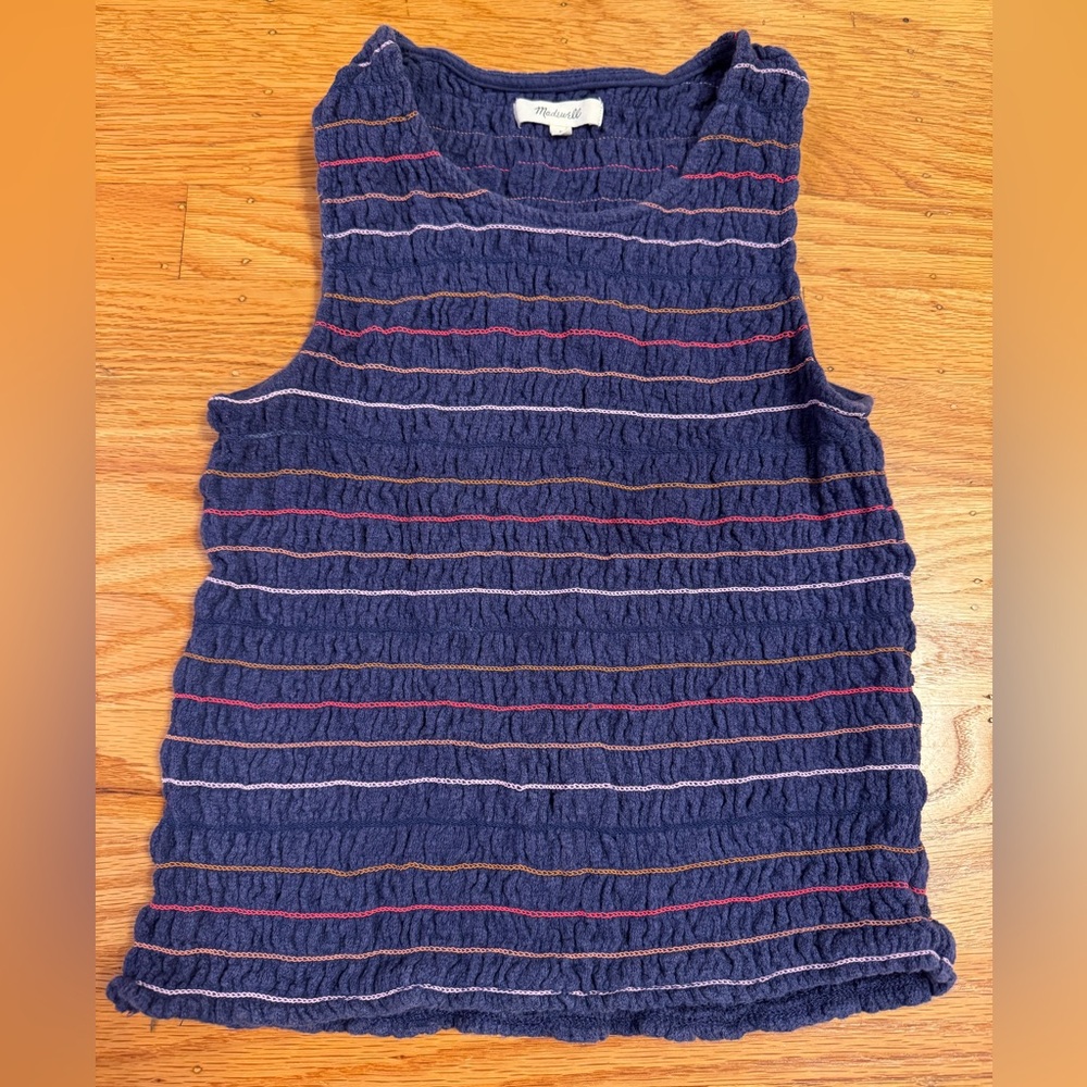 Madewell Tank Top Ruffled Ruched Purple Pink